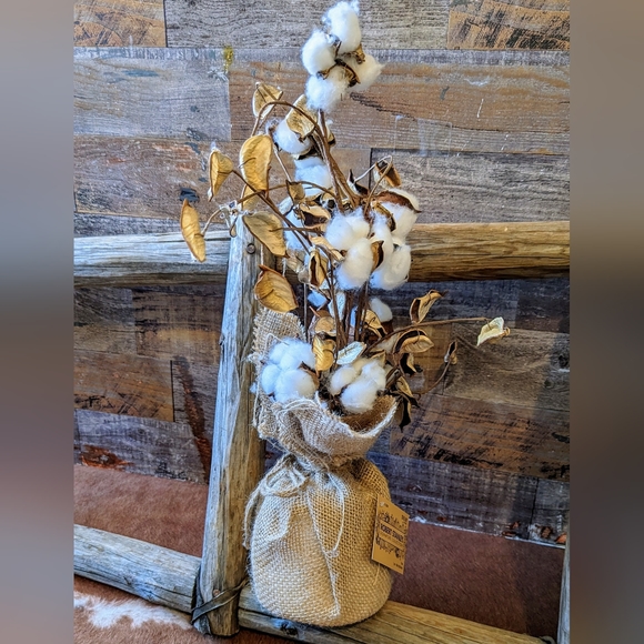 NWT Robert Stanley Signature Collection Burlap Bag With Cotton Bouquet - Picture 4 of 9